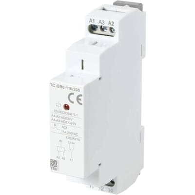 TRU COMPONENTS TC-GR8-116/230 Hulpschakelaar 1x wisselcontact 24 V/AC, 24 V/DC, 230 V/AC 16 A 1 stuk(s)
