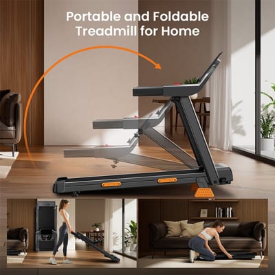 ROBORE SF20 opvouwbare loopband voor thuisgebruik met 15% hellingshoek, snelheid van 12 km/u, maximaal draagvermogen van 136 kg, stille borstelloze 3,0 pk motor, loopvlak van 97 x 40 cm, drievoudige schokdemping en 7-laags demping.