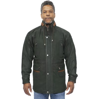 Heren nubuck lederen parka jas-Winnipeg
