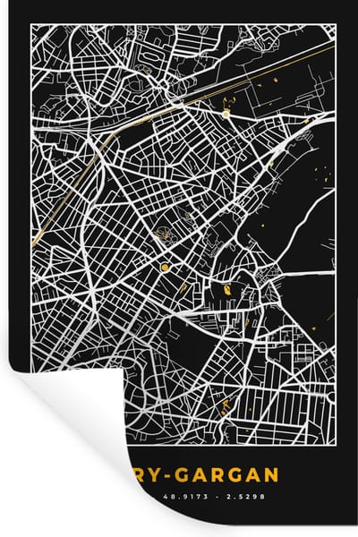Muurstickers - Sticker Folie - Stadskaart - Frankrijk - Plattegrond - Kaart - Livry-Gargan - 20x30 cm - Plakfolie - Muurstickers Kinderkamer - Zelfklevend Behang - Zelfklevend behangpapier - Stickerfolie