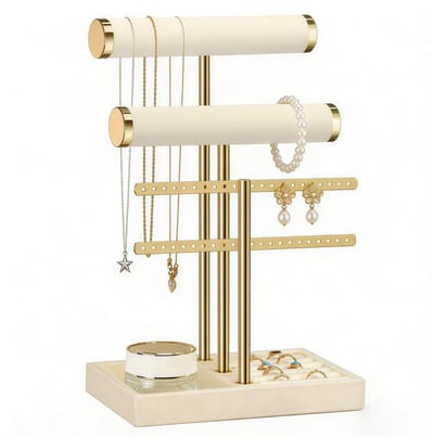 Dailygoods- Sieradenstandaard 3 niveaus - Afneembare T-vorm - Fluwelen Armbandhouder - Sieradenhouder voor Halskettingen - Showroom Sieradendisplay - Cadeau voor Vrienden
