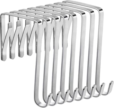 Verstelbare metalen deurhaken, 8 stuks, 10 x 5 cm, verstelbare deurhaken, geschikt voor binnendeuren met een dikte van 3,6 tot 4,9 cm, geen boorhaak nodig - zilver - Cyslmuk