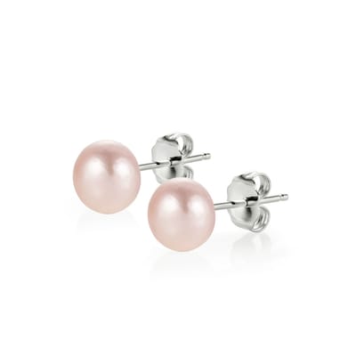 PROUD PEARLS® pareloorbellen knopjes met roze parels 8mm