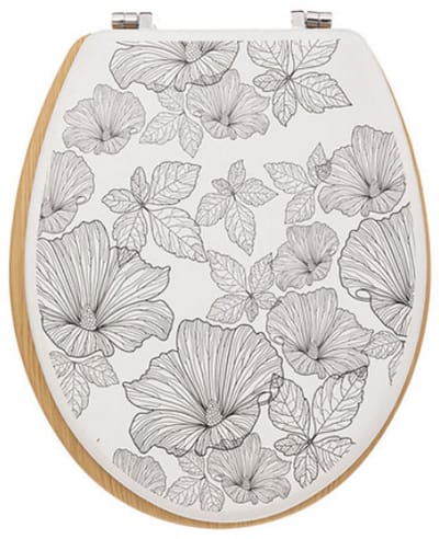 Blackflora Toiletbril met Bloemen Print - Sierlijke WC Bril - Duurzaam HDF Materiaal - 42,5 cm - WC-Bril