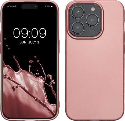 kwmobile telefoonhoesje geschikt voor Apple iPhone 15 Pro - Hoesje voor smartphone - Back cover in metallic roségoud