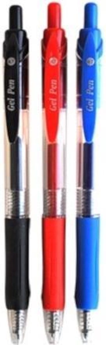 SOHO gelpennen – Gelpennen – Blauw en roodkleurig – Gel balpen – 3 stuks – Puntdikte 0,07cm
