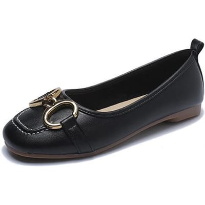 Chaussures plates pour femmes chaussures De Ballet respirantes chaussures carrées en tricot peu profond mocassin couleur mélangée chaussures De grossesse douces Zapatos De 35 noir