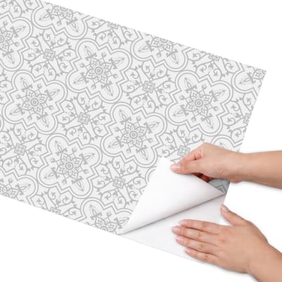 Coloray Meubel Wrap Folie - Grijs Meubelfolie - 50x100 cm - Plakfolie Meubels Oosterse ornamenten - Decoratiefolie Zelfklevend - Klassiek Meubelfolie - Meubelfolie Zelfklevend - Badkamer decoratie - Achtergronden en patronen