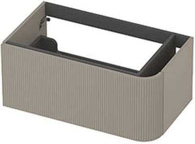 INK - Rechts Afgeronde Onderkast Gelakt 1 Lade Softclose met Gefreesd Front Tbv Grepen - 800x450x350 Mm - Mat Creme Cotton