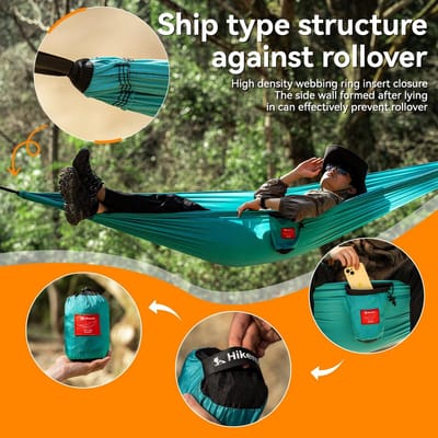 Draagbare outdoor camping hangmat 270 x 145 cm met boomriemen