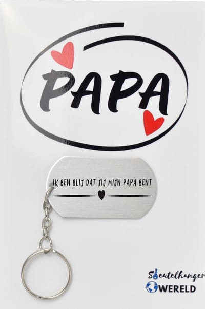 Ik ben blij dat jij mijn papa bent Sleutelhanger inclusief kaart - papa cadeau - vader - Leuk kado voor je papa om te geven - 2.9 x 5.4CM