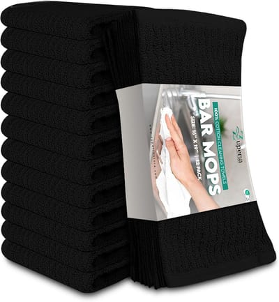 Set van 12 Keukenhanddoeken - Bar Mop Theedoeken 100% Katoen - Sterk Absorberende Vaatdoeken
