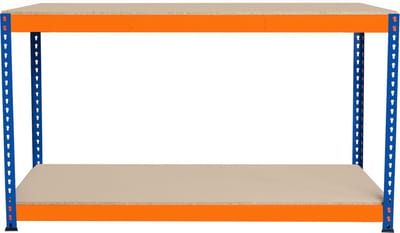 S-rax werkbank 2planken - blauw/oranje - 150x45x90cm - 600kg