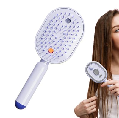 Elektrische Stoomborstel - Luchtkussenkam - Haar Stylen - Stoom Ondersteunde Styling - 7.8*21.7*4cm -Elektrische massagekam Oplaadbare Draadloze Haarborstel -Controle & Anti-Statisch - Fijne Nevel & Ontwarring - Paars