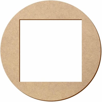 Houten Schijf Vierkant - MDF Cirkel Decoratie - Hobby Knutselen - Gelaserd Glad - 13cm Buitenmaat - Natuurlijk Hout