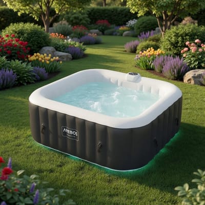 Spa Whirlpool 2400 W Automatic Inflatable Indoor and Outdoor Spa 6 People 185 x 185 cm LED Lighting 130 Massage Jets 910 L Includes Cover Hot Spa & Wellness Massage-Mobili Bella