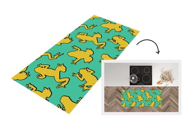 Keukenloper - Loper keuken - Patroon - Jungle - Kikkers - 120x50 cm - Keukenloper vinyl