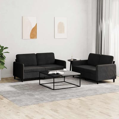 vidaXL - 2-delige - Loungeset - fluweel - zwart