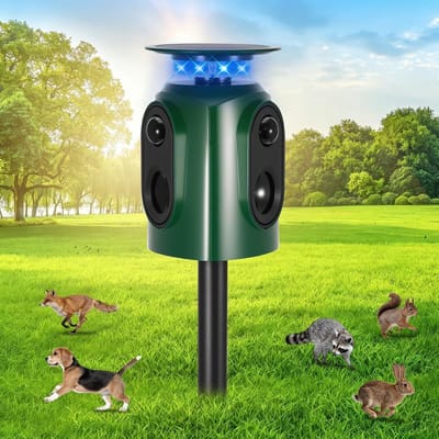 Ultrasone Kat Afschrikker met Bewegingssensor en Flitslicht voor de Tuin, IP65 Waterdicht, Effectief Tegen Katten en Marters, 10 m Bereik