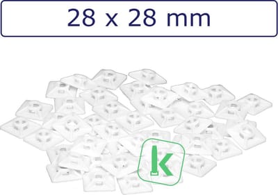 PRO-TIE® - Plakzadels/schroefzadels 28 x 28 mm Wit naturel (Zak 100 stuks)