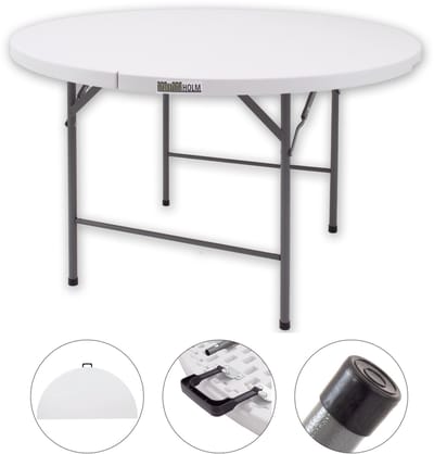 TRUTZHOLM - Ronde Vouwtafel - Ø 120 cm - Wit - Partytafel - Inklapbaar - Campingtafel - Voor 6 Personen