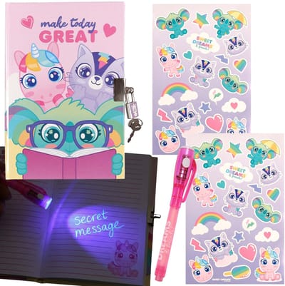 Sweet Dreams SET: Dagboek met slot en magische pen + stickers, cadeauset voor meisjes