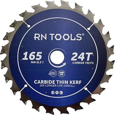 RNtools Cirkelzaagblad Carbide Thin Kerf - 165 x 20 mm - 24 tanden - Anti-kickback - voor zacht hout, hard hout en plaatmateriaal
