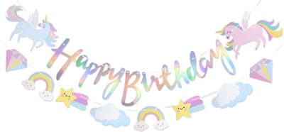 LUQ - Eenhoorn Happy Birthday Slinger Kinderfeestje Verjaardag Versiering Unicorn Versiering Unicorn Slingers Versiering