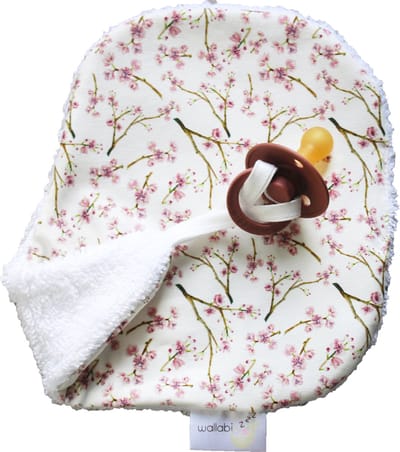 Wallabiezzz Speendoekje - Speenknuffel - Roze Bloesem - Witte achterkant