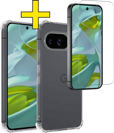 Hoesje - Met Screenprotector - Geschikt voor Google Pixel 10 - Sterk & Shockproof - Siliconen Case - Back Cover - Telefoon Hoes - Shock Proof - Telefoonhoesjes - Transparant