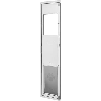 Porte pour chien pour porte coulissante en verre, hauteur réglable de 1927 mm à 2049 mm, cadre en alliage d'aluminium avec volet et verrou, pour chiens de très grande taille, 180°