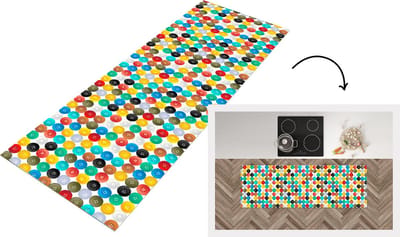 Keukenloper - Loper keuken - Knopen - Regenboog - Kleding - Design - 150x50 cm - Keukenloper vinyl