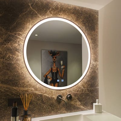 SLV Trukko LED-wandspiegel IP44 CCT zwart Ø 80 cm