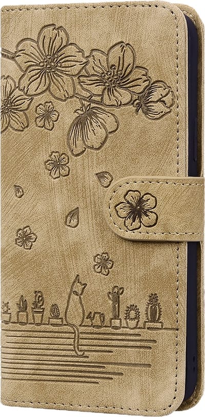Hoesje geschikt voor Samsung Galaxy S24 Ultra - Bookcase - Koord - Pasjeshouder - Portemonnee - Camerabescherming - Bloemenpatroon - Kunstleer - Bruin