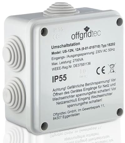Omschakelstation voor Netprioriteitsschakeling 12A 2700W 230VAC