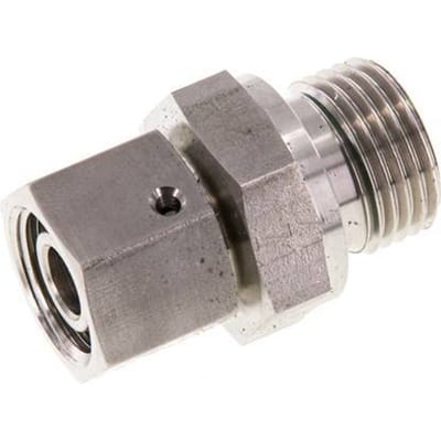 12L & G1/2'' RVS Rechte Draaidoorvoer Buitendraad 315bar FKM O-ring en Afdichtconus Verstelbaar ISO 8434-1