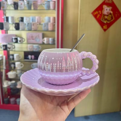 Europees Stijl Elektrogeplateerde Koffiekopjes Parelmoer Verloop Keramische Kopjes Hoog Uiterlijk Niveau Latte Art Kopjes Gestreepte Mokken Zakelijke Geschenken 270ml