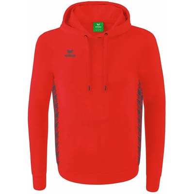 Erima Essential Team Sweatshirt Met Capuchon Kinderen - Slate Grey / Rood | Maat: 140