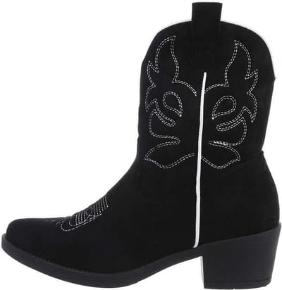 ZoeZo Design - cowboylaarzen - nieuwe collectie - enkellaarzen - western laarzen - suedine - zwart - wit stiksel - maat 37 - hakhoogte 4,5 cm - suedine