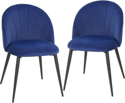 HOMCOM-Eetkamerstoel-Fluwel (100% polyester)-52x55x79cm-Blauw