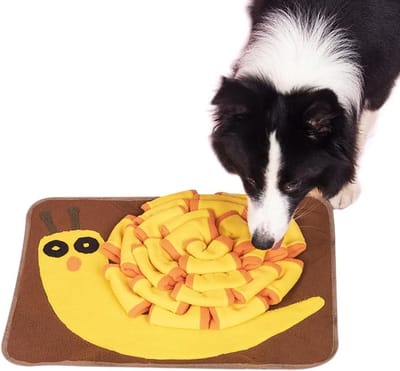 Hond Puzzel Speelgoed - Snuffelmat Interactief - Mentale Stimulatie - Volledig Wasbaar - 50 x 38 cm - Geel Bruin