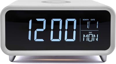Wekker met Oplader - Nachtlamp Klok - Wakker Worden - Touch Control Display - 20 cm Breed - Wit