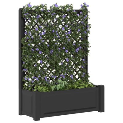 vidaXL - Grote - plantenbak - met - trellis - PP - Antraciet