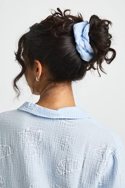 boohoo Dames Ontbijt Print Gestructureerde Lange Mouw Shirt & Broek Pyjama 3-Delige Set | Babyblauw | Maat: 34
