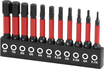 11-delige hex sleutel boorbitset van S2 staal, magnetisch en geschikt voor impact, 1/4 inch hexagon schroevendraaier bits H1.5-H8, ideaal voor klussen en reparaties