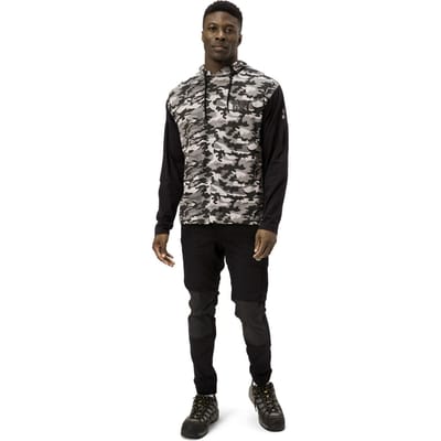 Caterpillar Kap met Lange Mouwen Katoenen Grijze T-Shirt voor Mannen