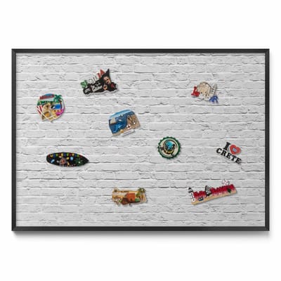 Tulup Magneetbord met Zwarte Frame - Grijs Magneetbord in Stijlvolle Kleuren - 100 cm x 70 cm - Bakstenen muur lichte muur - Magneetbord voor Reissouvenirs - Magnetisch Bord Foto Bevestiging - Design Magneetbord met Frame