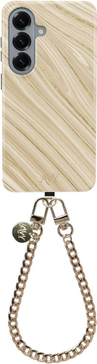 AVY Hoesje Met Telefoonkoord | Geschikt voor Samsung Galaxy S26 | Compatibel met MagSafe & Qi2 | Hard Shell Back Cover | Stijlvol Bijpassend Koord Polsbandje (30CM) | Aurum Lien