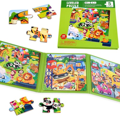Magnetische Puzzels - Kinderspellen - Reis Puzzels - 97 Delige Set - 17.5 x 17.5 cm