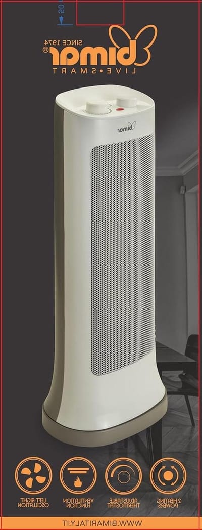 Elektrische Staande Verwarmer - Compacte Kachel - Snelle Ruimte Verwarming - Instelbare Thermostaat - 205 x 525 x 165 mm